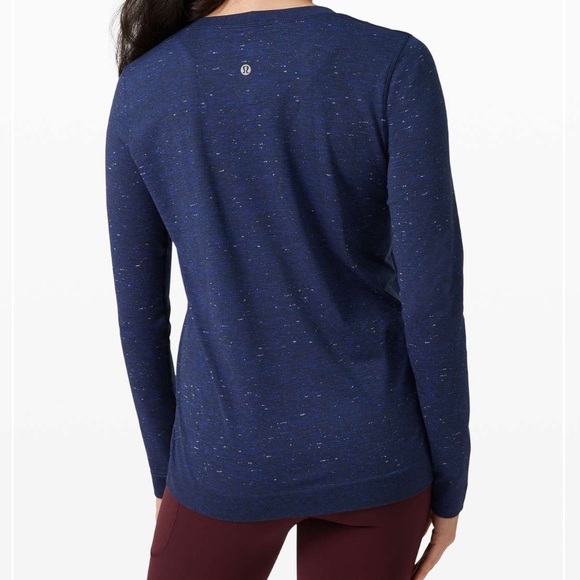❤️ Lululemon Swiftly Relaxed Long Sleeve Cosmic Shift Hyper Blue / Black - Picture 4 of 9